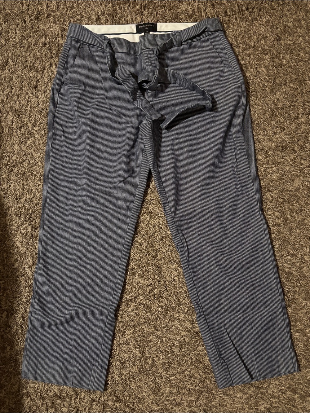 Banana Republic Navy and White Striped Avery Pants